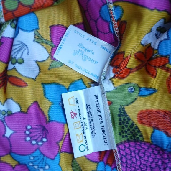 Stunning VTG Nighty 1960-70s Lingerie D'Amor by Molyclaire Size S Silky Oriental - Picture 10 of 16